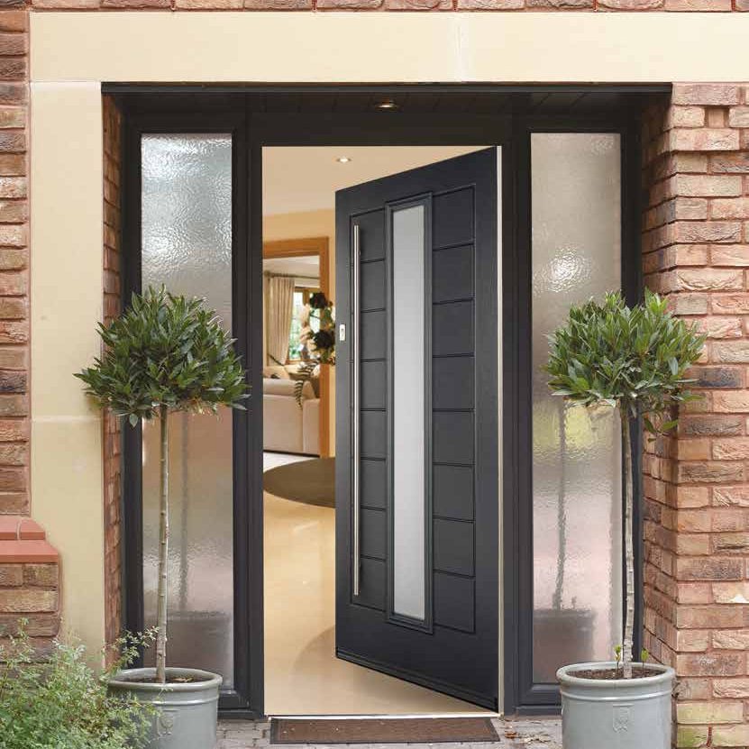 anthracite grey composite door half open - BS15 Doors